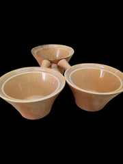 MCM Handled Brown Dishes Set Of 3 Vintage Collectible Ceramic Dinnerware 1960s