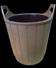 Rubbermaid Handled Barrel Shaped Ice Bucket Faux Wood Vintage Collectible 1970s