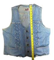 Light Blue Denim Washed French Girl Vintage Y2k Braided Twisted V Neck Vest