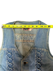 Light Blue Denim Washed French Girl Vintage Y2k Braided Twisted V Neck Vest