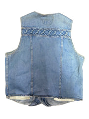 Light Blue Denim Washed French Girl Vintage Y2k Braided Twisted V Neck Vest