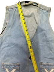 Vintage 1970s STE LVCIEN Rare Light Blue Denim V Neck Vest Jacket