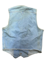 Vintage 1970s STE LVCIEN Rare Light Blue Denim V Neck Vest Jacket