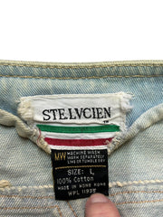 Vintage 1970s STE LVCIEN Rare Light Blue Denim V Neck Vest Jacket