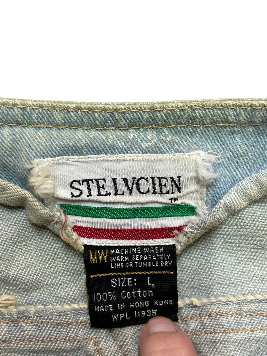 Vintage 1970s STE LVCIEN Rare Light Blue Denim V Neck Vest Jacket