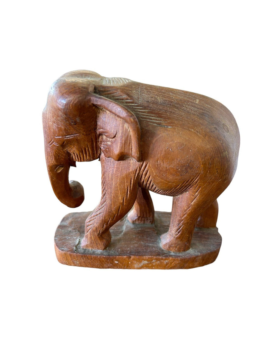 Wood Elephant Family Carved Statues African Baby Mom Dad Figures Decor Home
