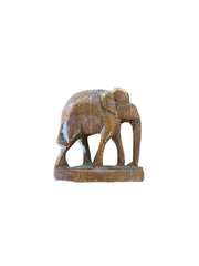 Wood Elephant Family Carved Statues African Baby Mom Dad Figures Decor Home