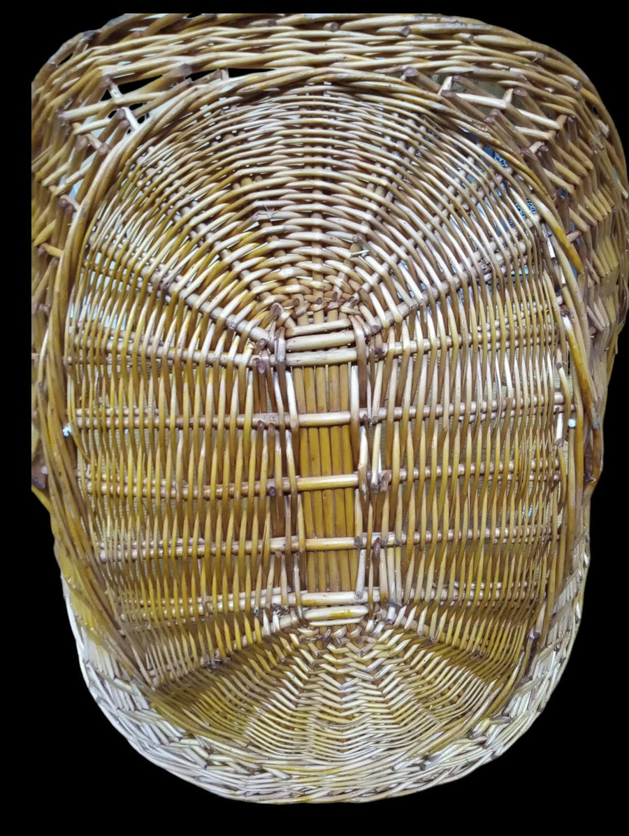 Gathering Basket with Handle Antique Woven Vintage 15.5" High