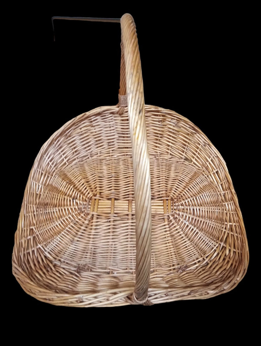 Gathering Basket with Handle Antique Woven Vintage 15.5" High