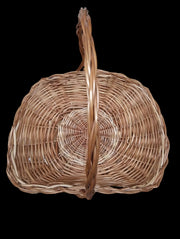 French Gathering Basket with Handle Antique Woven Vintage 14" High