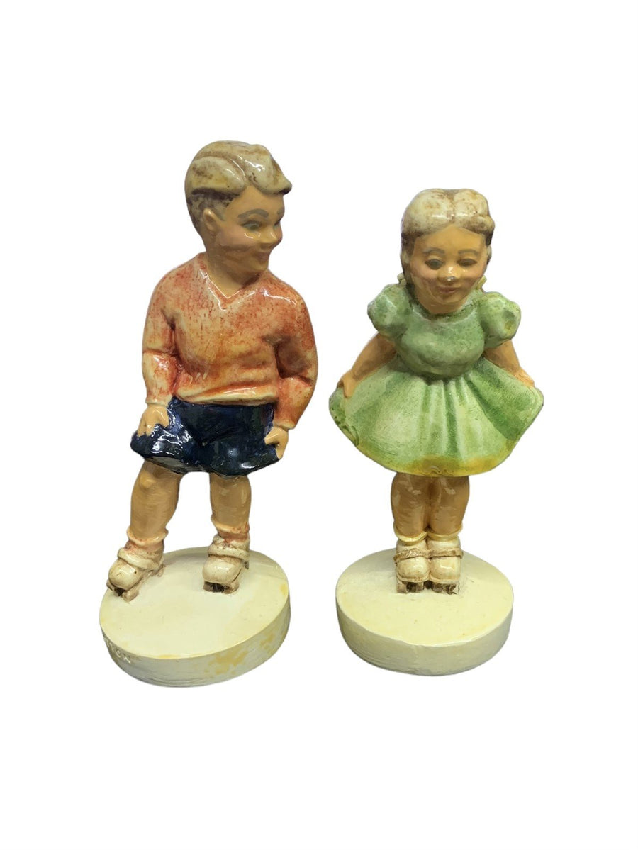 Sebastian Miniatures Pair Sidewalk Days Girl and Boy Figurines 1978 Ceramic