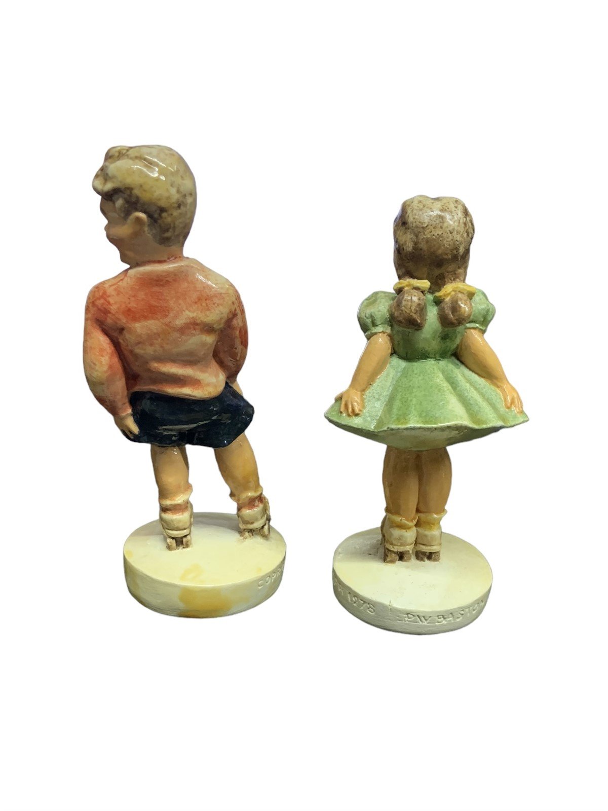 Sebastian Miniatures Pair Sidewalk Days Girl and Boy Figurines 1978 Ceramic