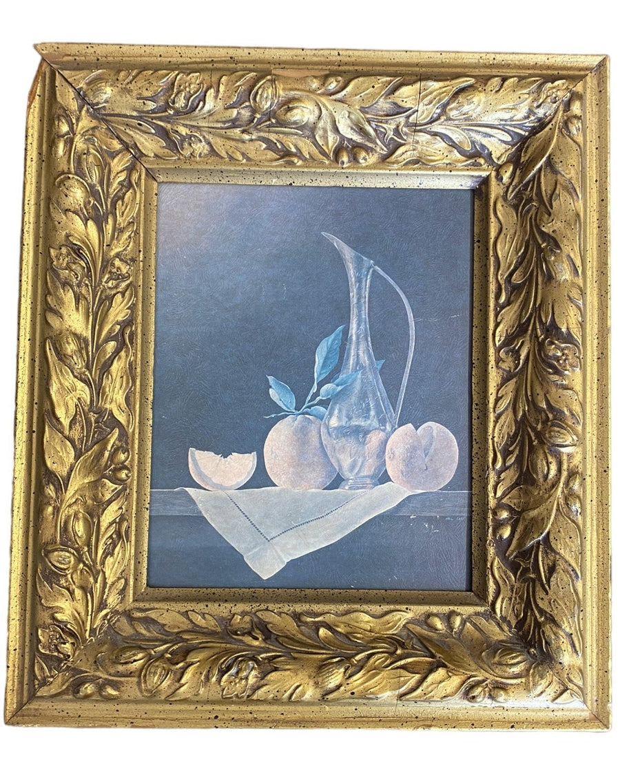 Still Life of Pitcher and Oranges Print Gold Frame