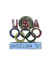 United States USA 1992 Barcelona Vintage Rings Gold Toned Hat Pin Lapel Pin