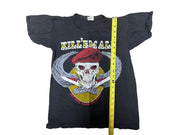 Kill Em All 1980s Vintage Womens Black Alternative Skeleton Knife Graphic Tee
