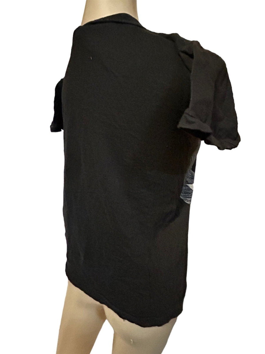 Kill Em All 1980s Vintage Womens Black Alternative Skeleton Knife Graphic Tee