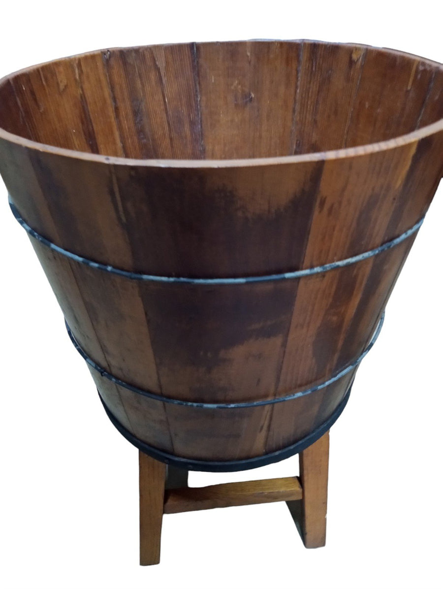 Wooden Planter and Stand Antique 1920s Vintage 2 Separate Pieces