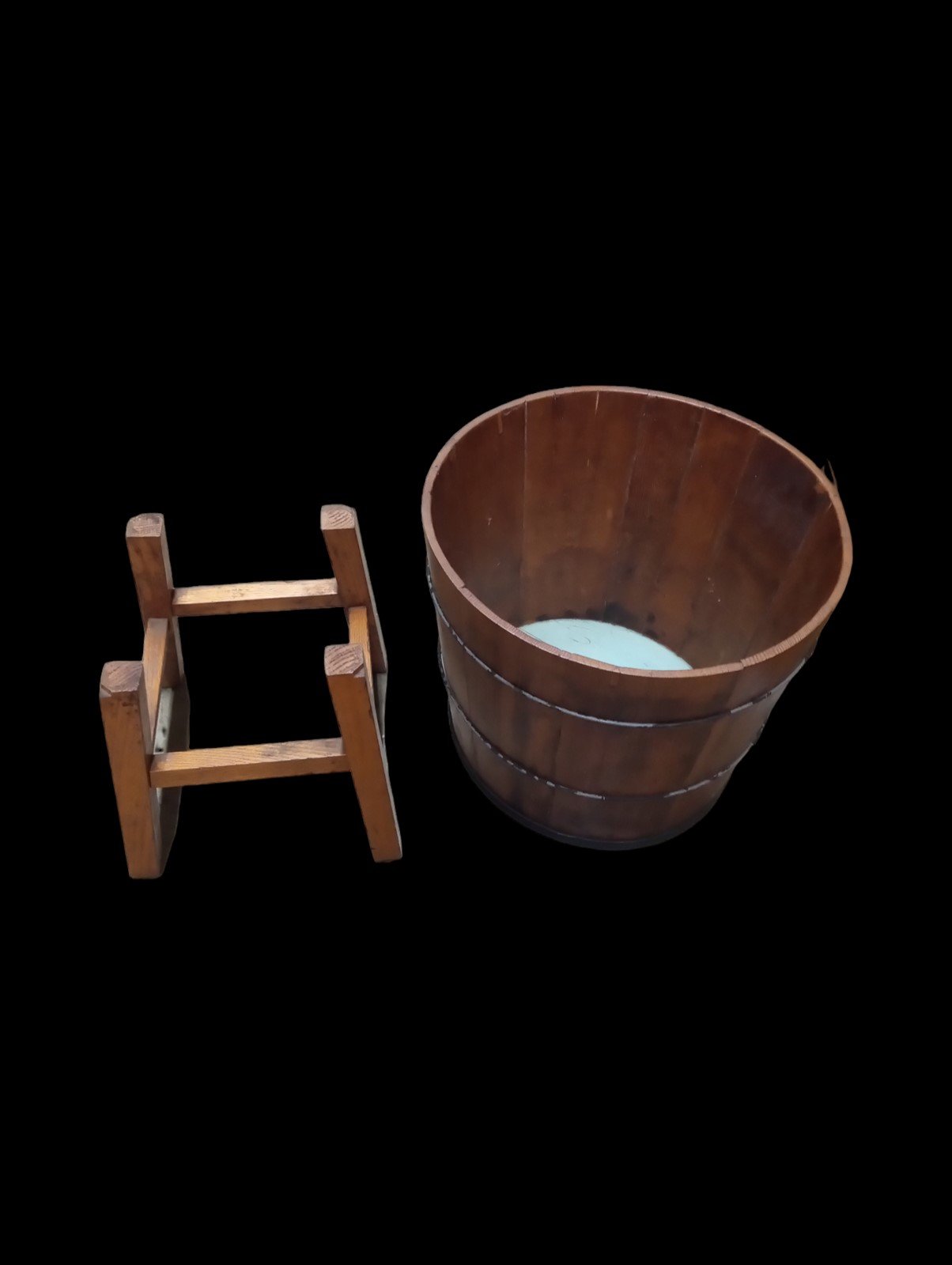 Wooden Planter and Stand Antique 1920s Vintage 2 Separate Pieces