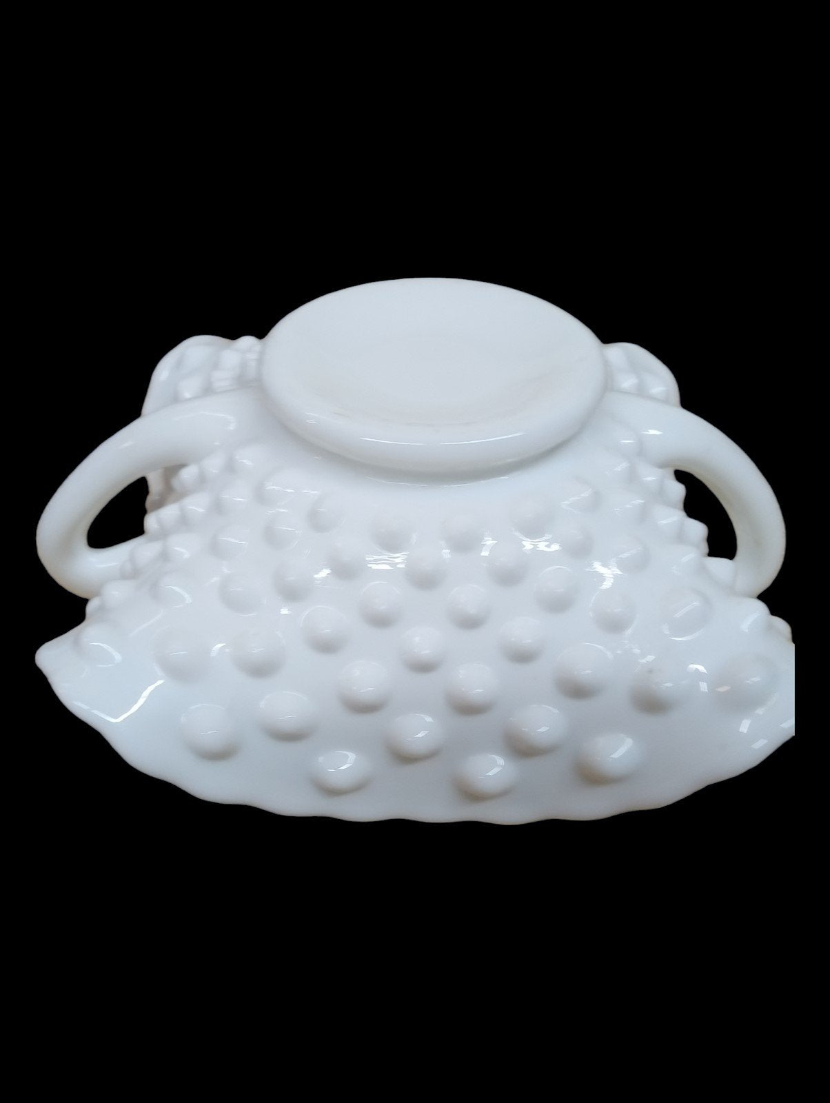 Pair Of Fenton Ruffled Hobnail Milk Glass Dishes Vintage Collectible Decor 1940s