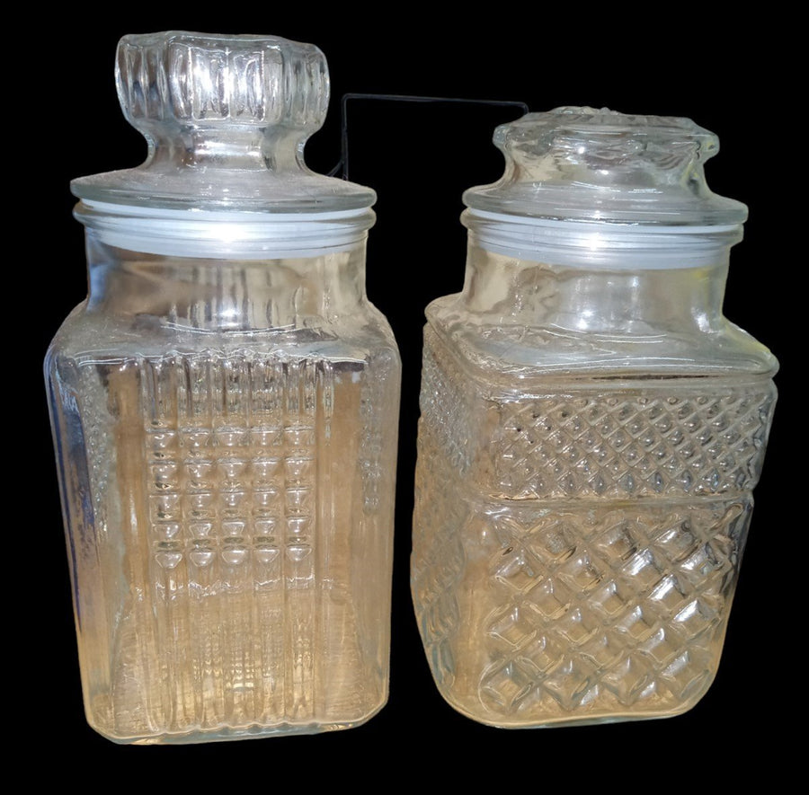 Pair Of Glass Jars Vintage Collectible Decor Kitchen Storage Classy