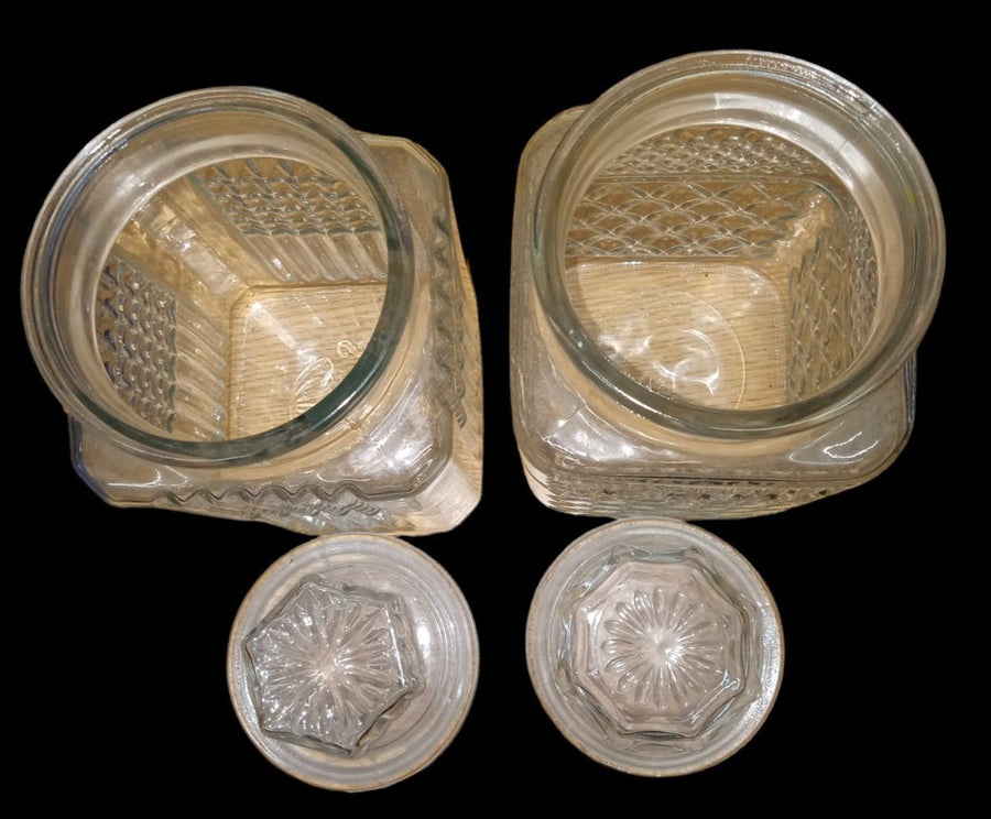 Pair Of Glass Jars Vintage Collectible Decor Kitchen Storage Classy