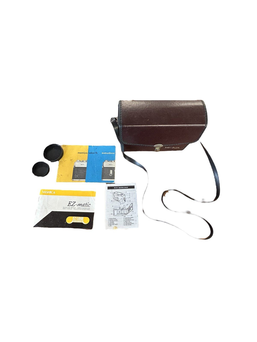 Minolta Binocular Holder Case w/ Strap and Original Instruction Manuels Leather