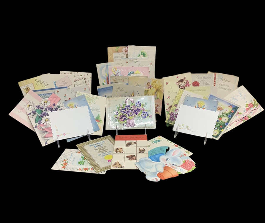 Greeting Cards Vintage Lot of 35 Holiday Birthday Get Well Soon Cute Unused