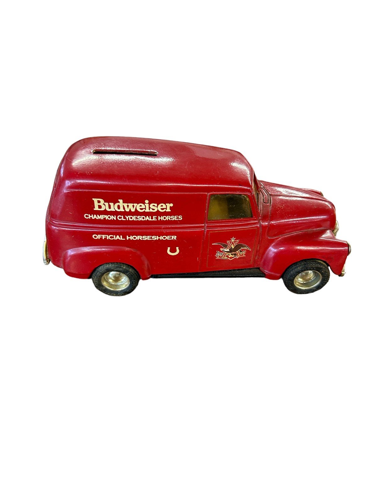 Vintage Die Cast Budweiser Car Official Horseshoer Champion Clydesdale Horses