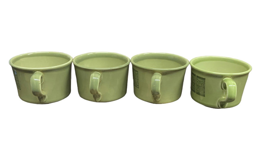 Mug Set Green MCM 4pc Taylor Smith Taylor Vintage Hieroglyph Cups 1970s