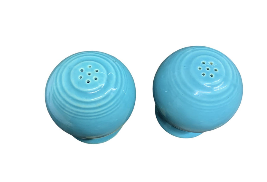 Fiesta Turquoise Salt and Pepper Shaker Cork Stopper Discontinued Homer Laughlin