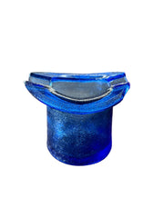 Vintage Cobalt Blue Ashtray Toothpick Holder Top Hat Glass 1950's Tobacco Cigar