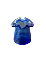 Vintage Cobalt Blue Ashtray Toothpick Holder Top Hat Glass 1950's Tobacco Cigar