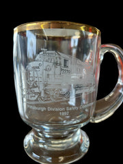 Glass Mug Pittsburgh Division Safety Committee 1992 Conrail Train Engine Gold