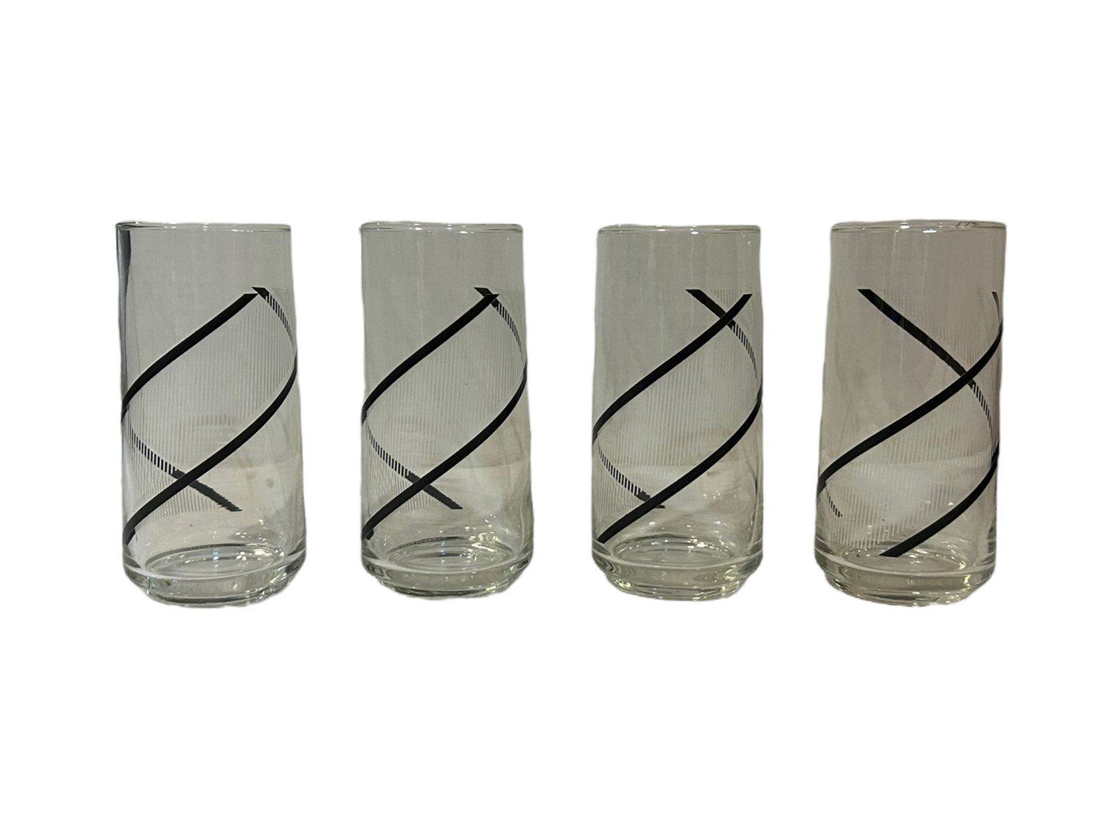 George Briard Crisa Spiral Swirl MCM Vintage High Ball Tumbler Glass 4 Set