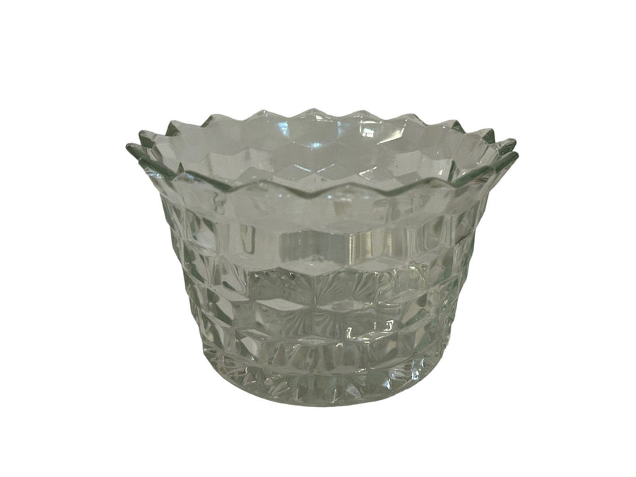 Fosteria Cubist Pattern Clear Glass Antique Vintage 1930s MCM Ribbed Ice Bowl