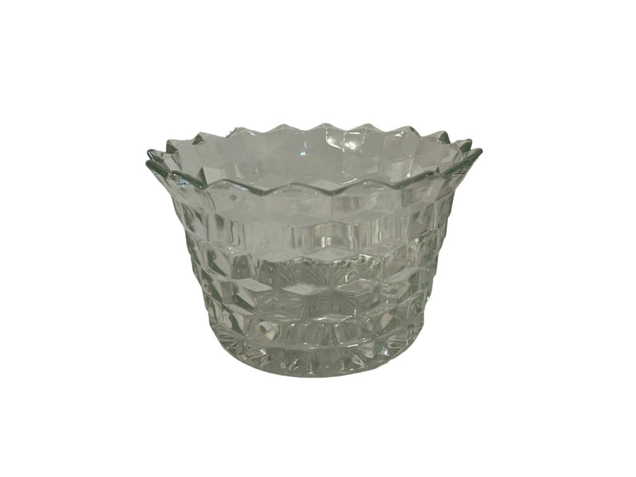 Fosteria Cubist Pattern Clear Glass Antique Vintage 1930s MCM Ribbed Ice Bowl