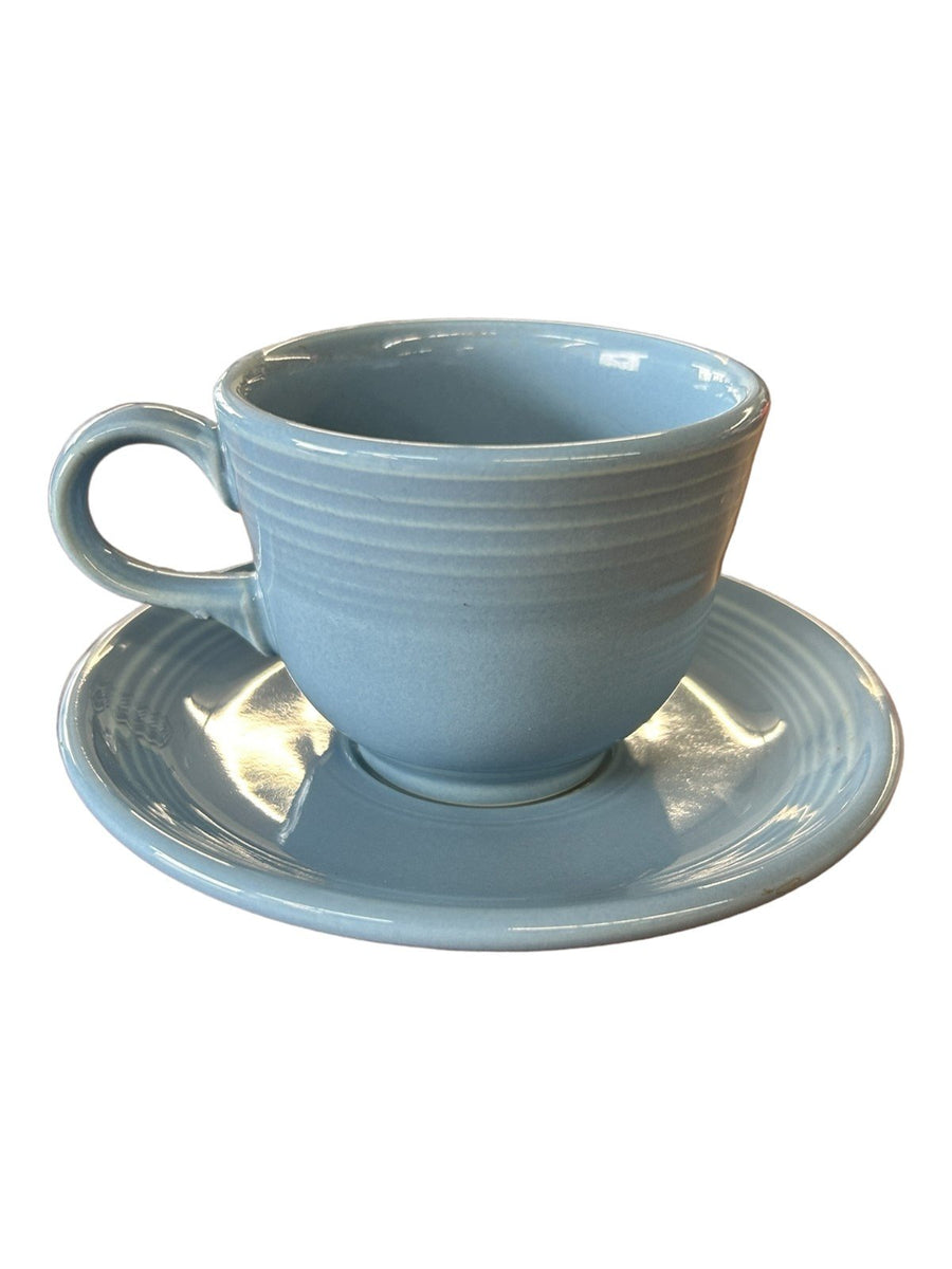 Fiesta - Periwinkle Blue Tea Cup w/ Saucer Homer Laughlin Ceramic Coffee Set HLC