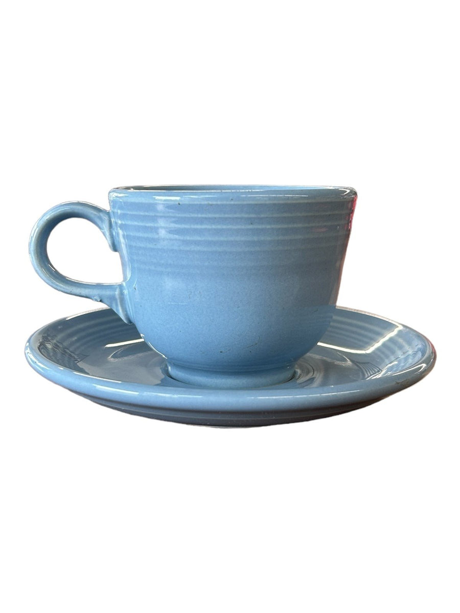 Fiesta - Periwinkle Blue Tea Cup w/ Saucer Homer Laughlin Ceramic Coffee Set HLC