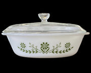 Casserole with Lid Antique Glasbake J235 1 Quart Vintage Primrose Dream Oval
