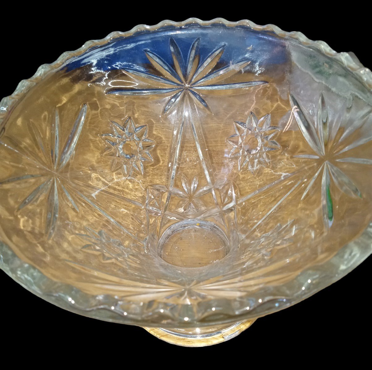 Anchor Hocking Star Of David Punch Bowl Vintage Collectible Crystal Glass Decor