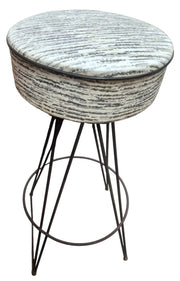 Mid Century Swiveling Striped Bar Stool Vintage Collectible Furniture Home Decor