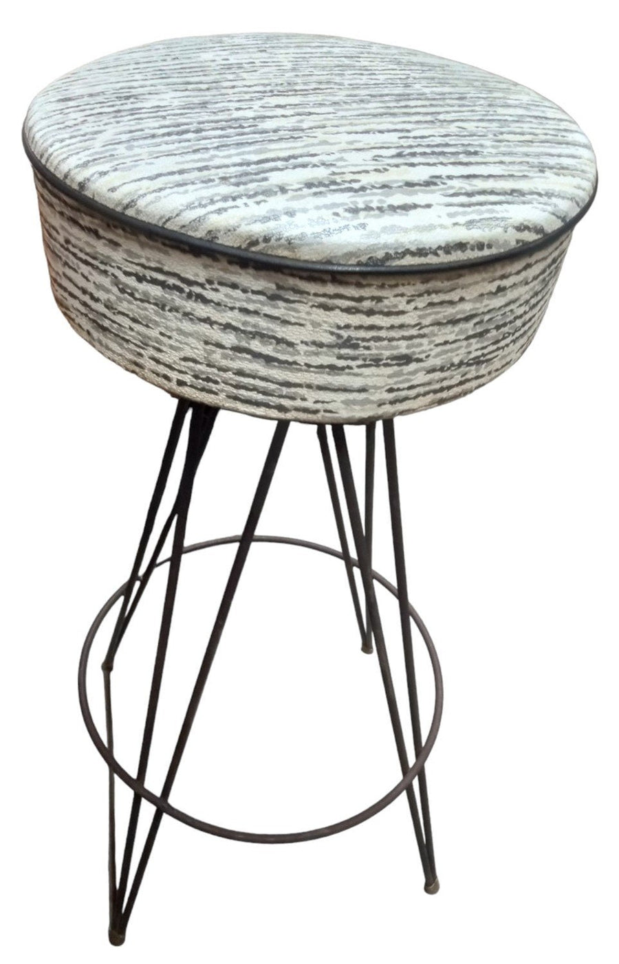 Mid Century Swiveling Striped Bar Stool Vintage Collectible Furniture Home Decor