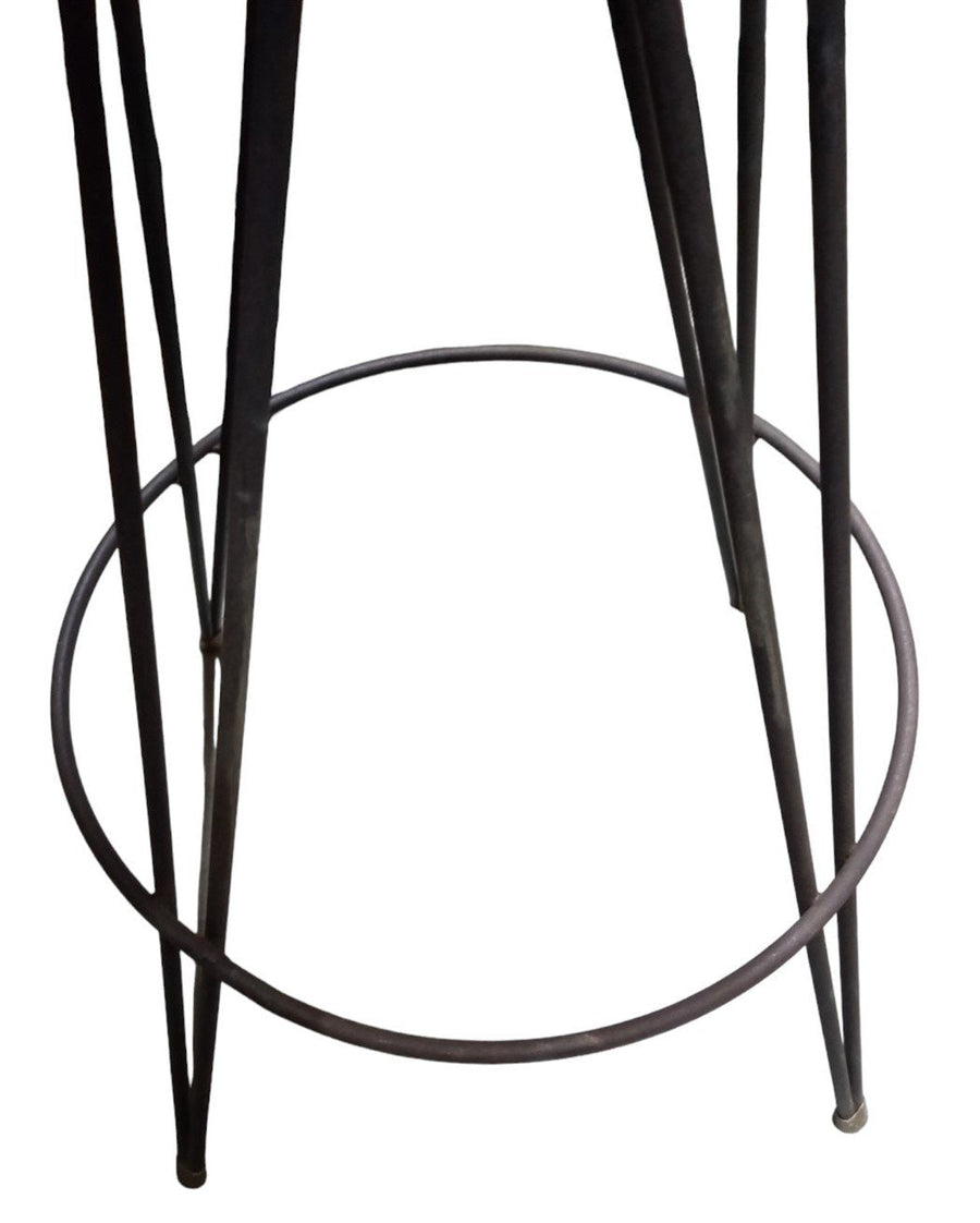 Mid Century Swiveling Striped Bar Stool Vintage Collectible Furniture Home Decor