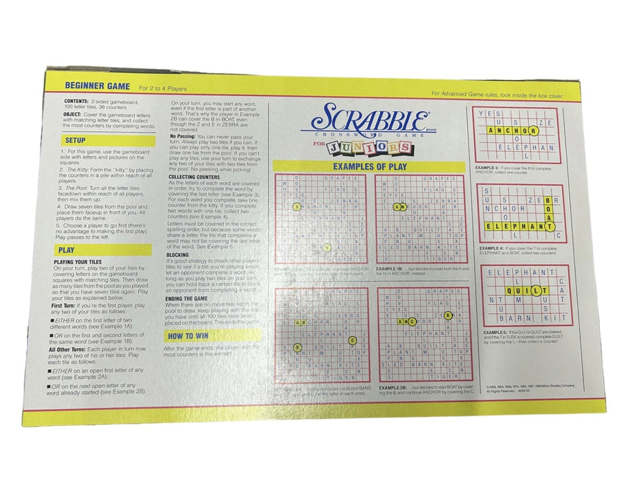 Scrabble Juniors Crossword Game Milton Bradley Vintage Children's Board Game