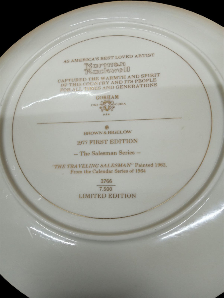 Norman Rockwell Traveling Salesman Plate Antique First Edition Vintage Gorham