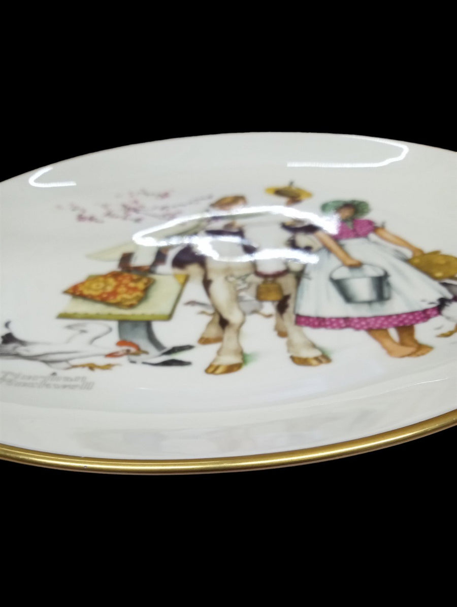 Norman Rockwell Traveling Salesman Plate Antique First Edition Vintage Gorham