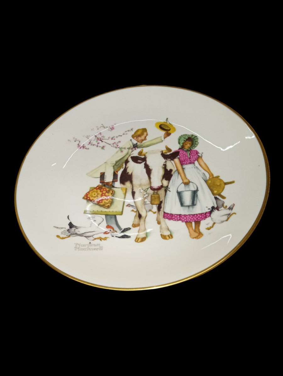 Norman Rockwell Traveling Salesman Plate Antique First Edition Vintage Gorham