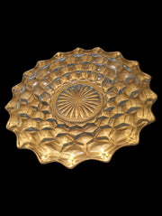 Glass Plate Starburst Center Antique Fostoria Cube Design Vintage Set of 2
