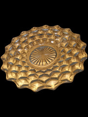 Glass Plate Starburst Center Antique Fostoria Cube Design Vintage Set of 2