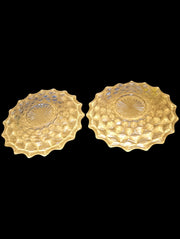 Glass Plate Starburst Center Antique Fostoria Cube Design Vintage Set of 2
